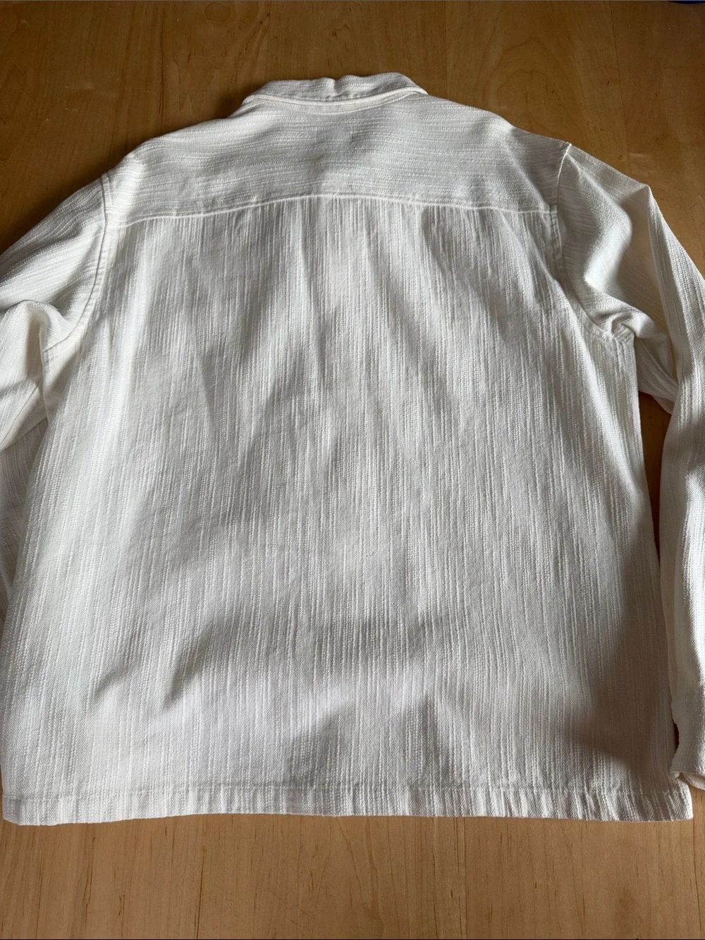H&M Cream Textured Button-Front Shirt Jacket